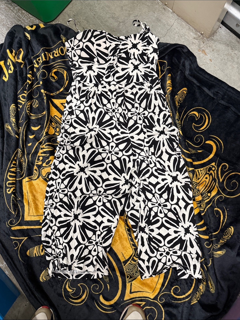 As U Wish Black and White Floral Jumpsuit